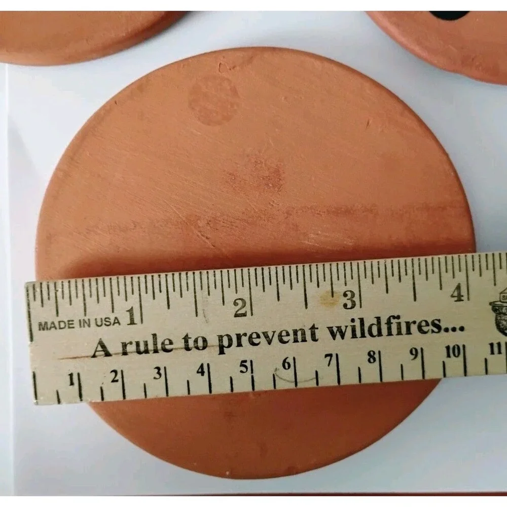 Vtg Painted Terracotta Celestial Farm Animals Coasters Trivets Set 4 Chicken Pig